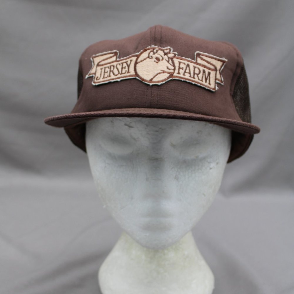 Vintage Trucker Hat - The Jersey Farm - Crested Cow Patch - Adult Snapback